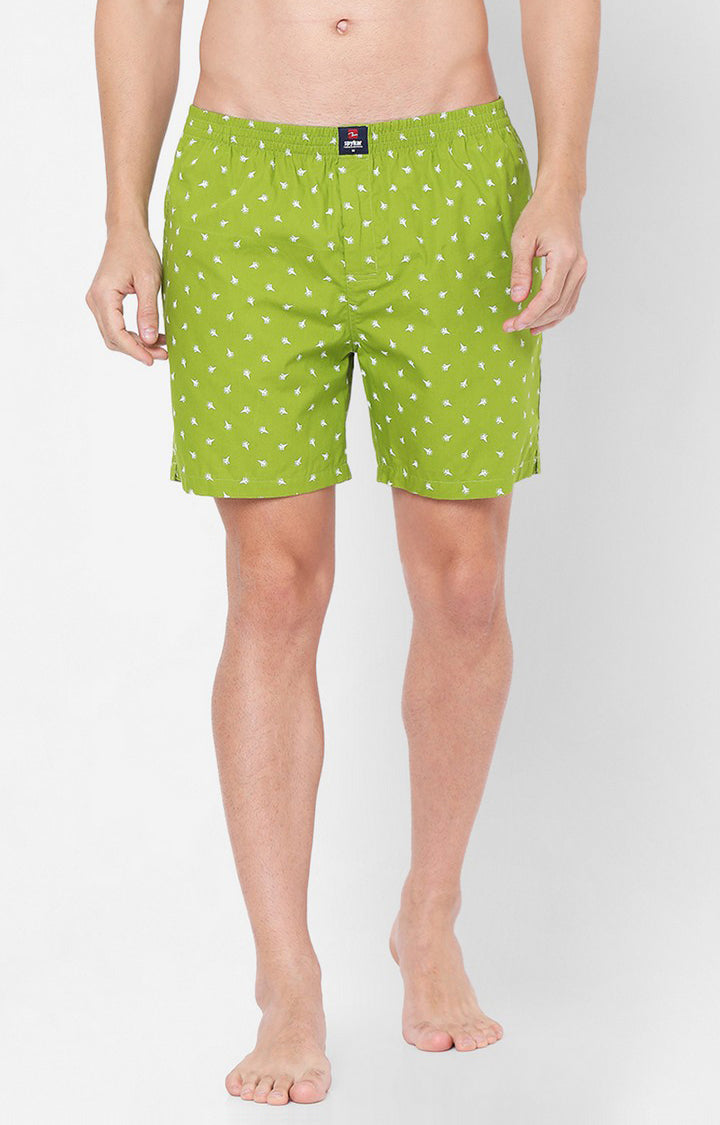 Men Premium Light Green Cotton Boxers- UnderJeans by Spykar