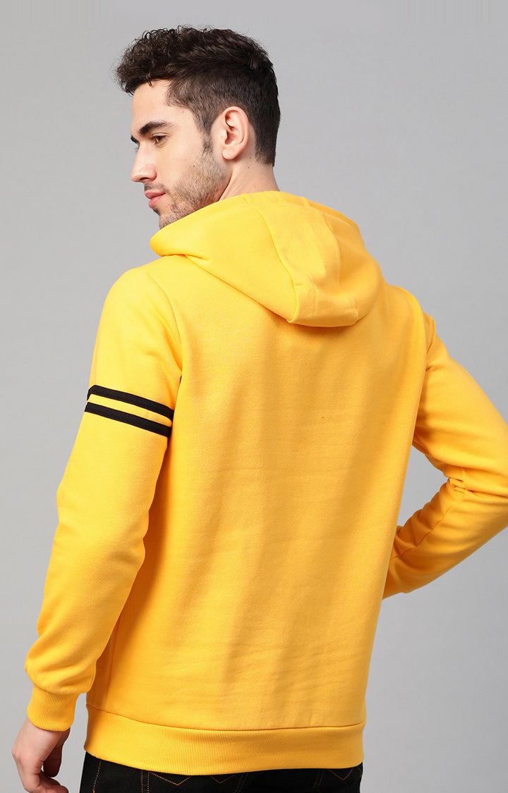 Mustard Cotton Solid Hooded Sweatshirts- UnderJeans by Spykar
