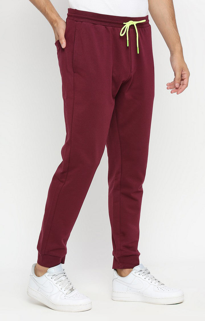 Men Premium Cotton Blend Wine Trackpant - UnderJeans by Spykar