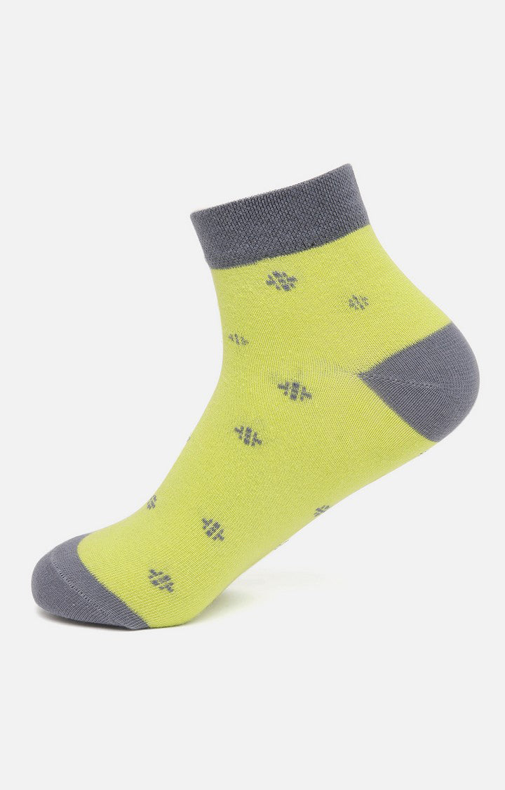 Men Premium P Green-Grey Ankle Length (Non Terry) Single Pair of Socks- UnderJeans by Spykar