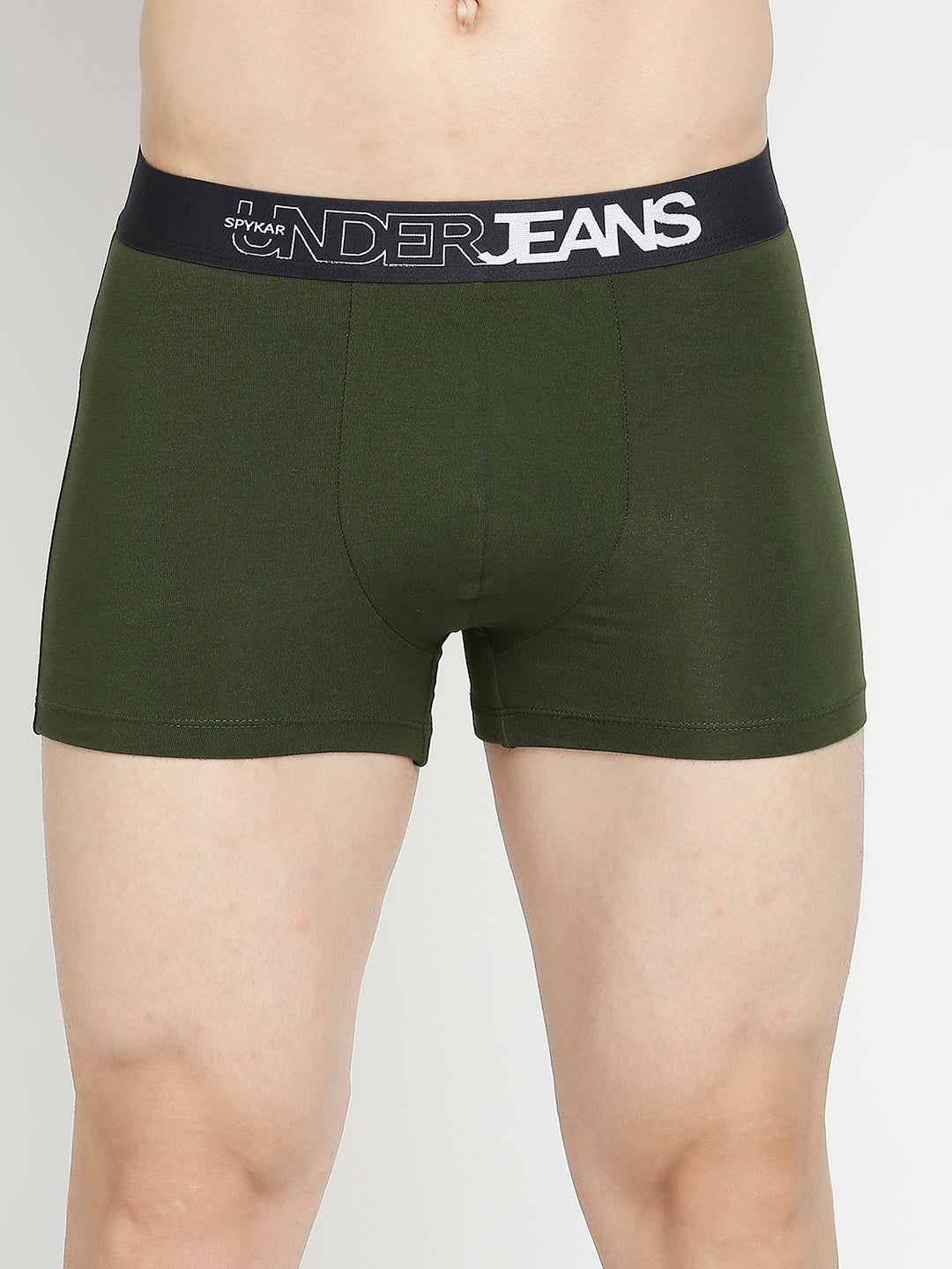 Men Premium Olive & Black Cotton Blend Trunk - Pack Of 2- UnderJeans by Spykar