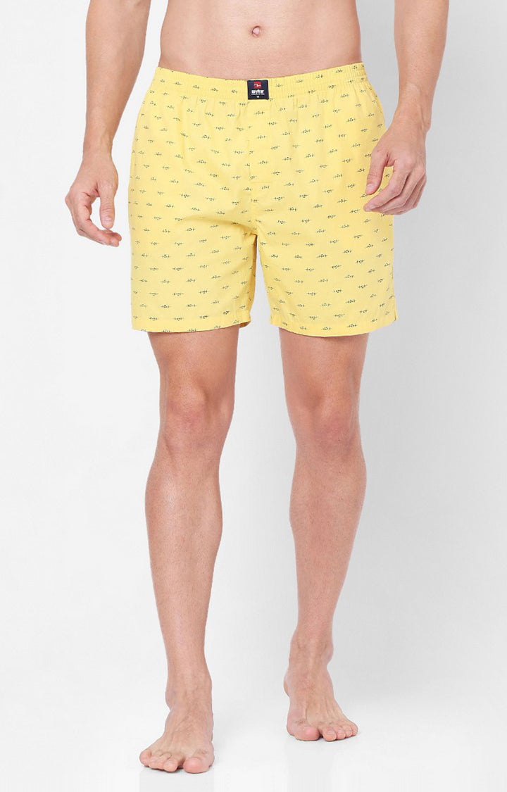 Men Premium Yellow Cotton Boxers- UnderJeans by Spykar
