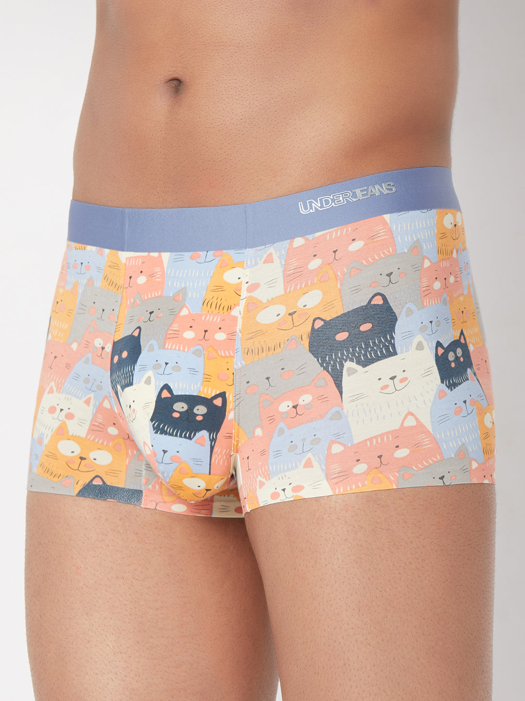 Men Orange Printed Super Premium Bonded Elastic Trunk - UnderJeans by Spykar