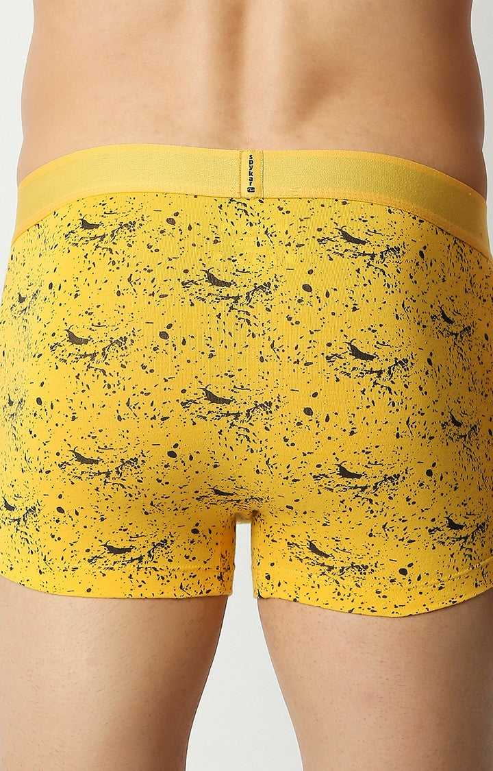 Men Premium Yellow Cotton Blend Regular Fit Trunk - UnderJeans by Spykar