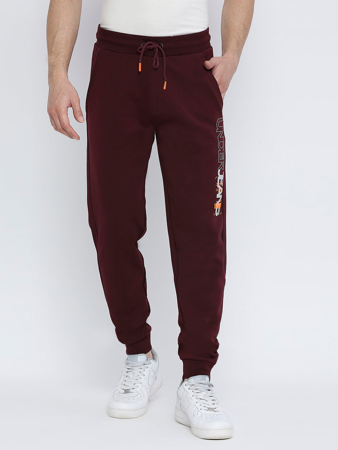 Men Premium Cotton Wine Trackpant - UnderJeans by Spykar