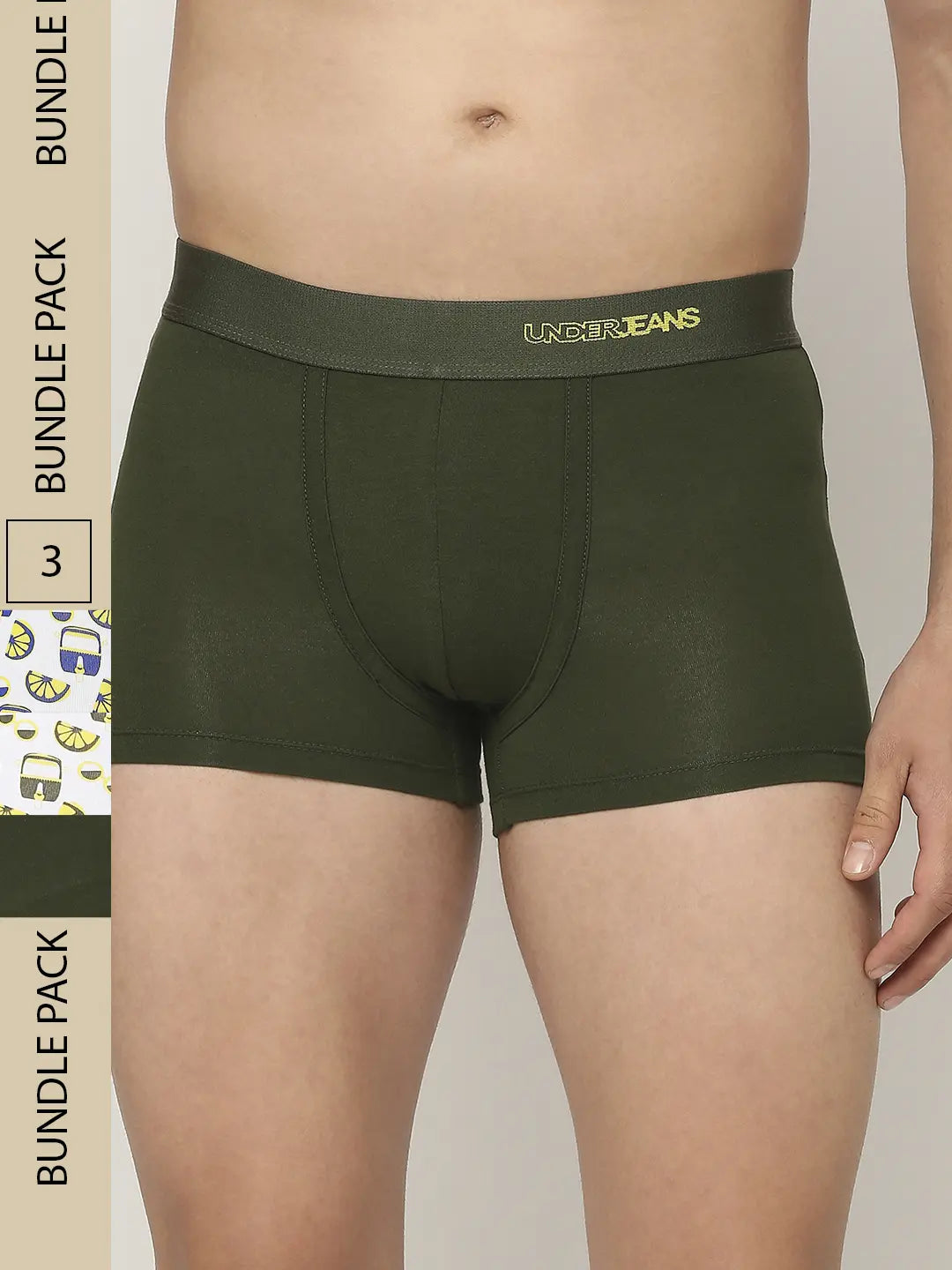 Men Premium Assorted Cotton Blend Printed Trunk - Pack Of 3- Underjeans by Spykar