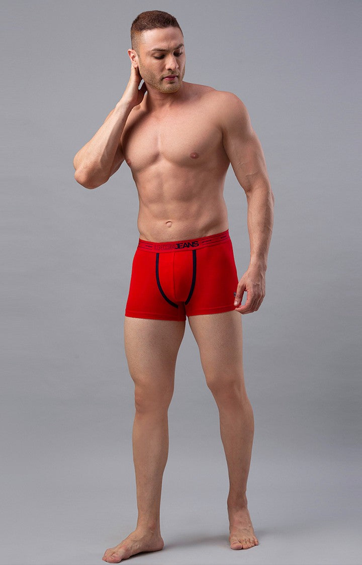 Red Cotton Trunk for Men Premium- UnderJeans by Spykar
