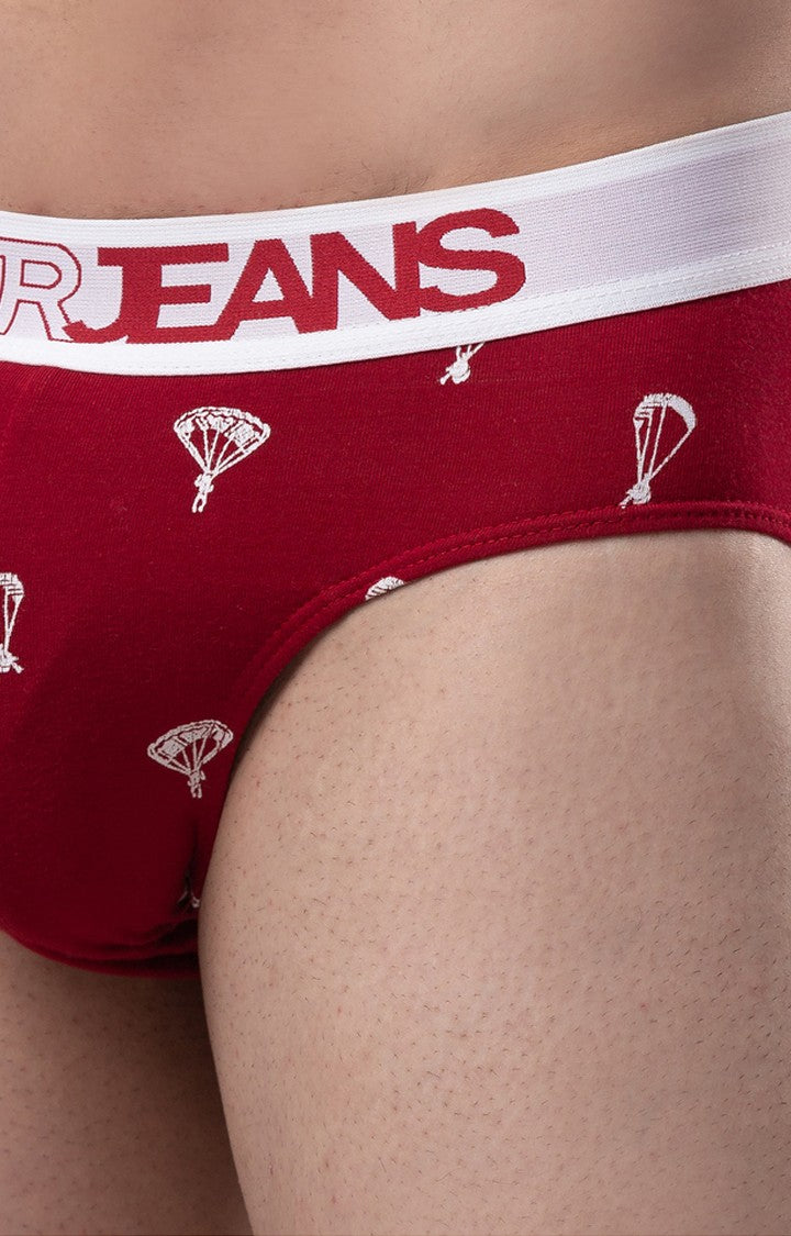 Maroon Cotton Brief for Men Premium- UnderJeans by Spykar