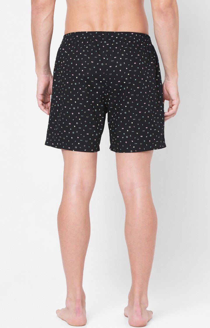 Men Premium Black Cotton Boxers- UnderJeans by Spykar