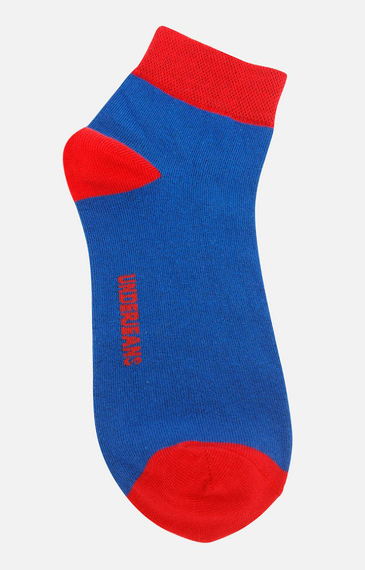 Men Premium Blue Red Ankle Length (Non Terry) Single Pair of Socks- UnderJeans by Spykar