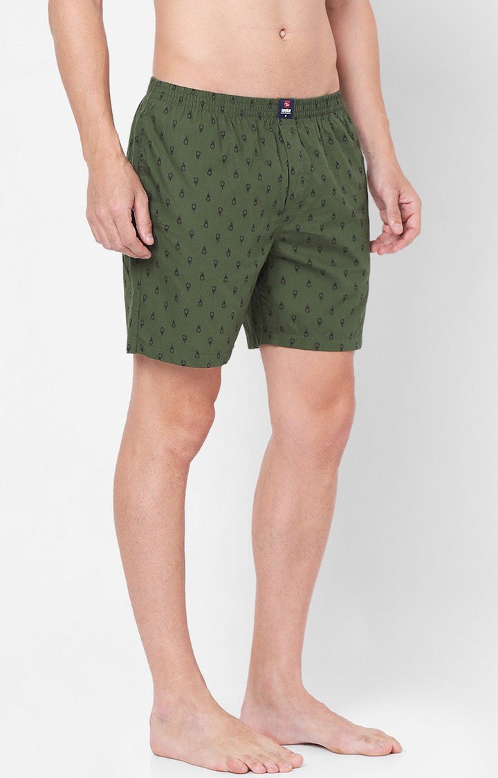 Men Premium Green Cotton Boxers- UnderJeans by Spykar