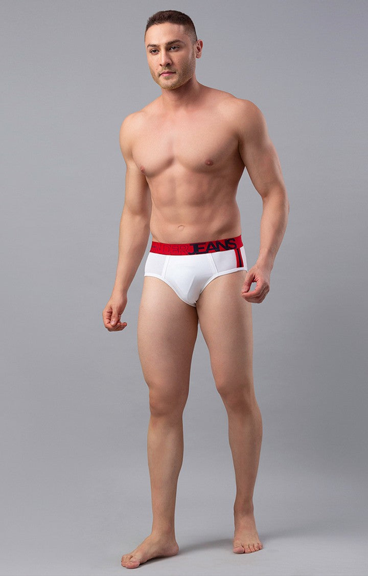 White Cotton Brief for Men Premium- UnderJeans by Spykar