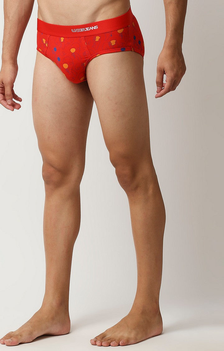Men Premium Red Cotton Brief - UnderJeans by Spykar