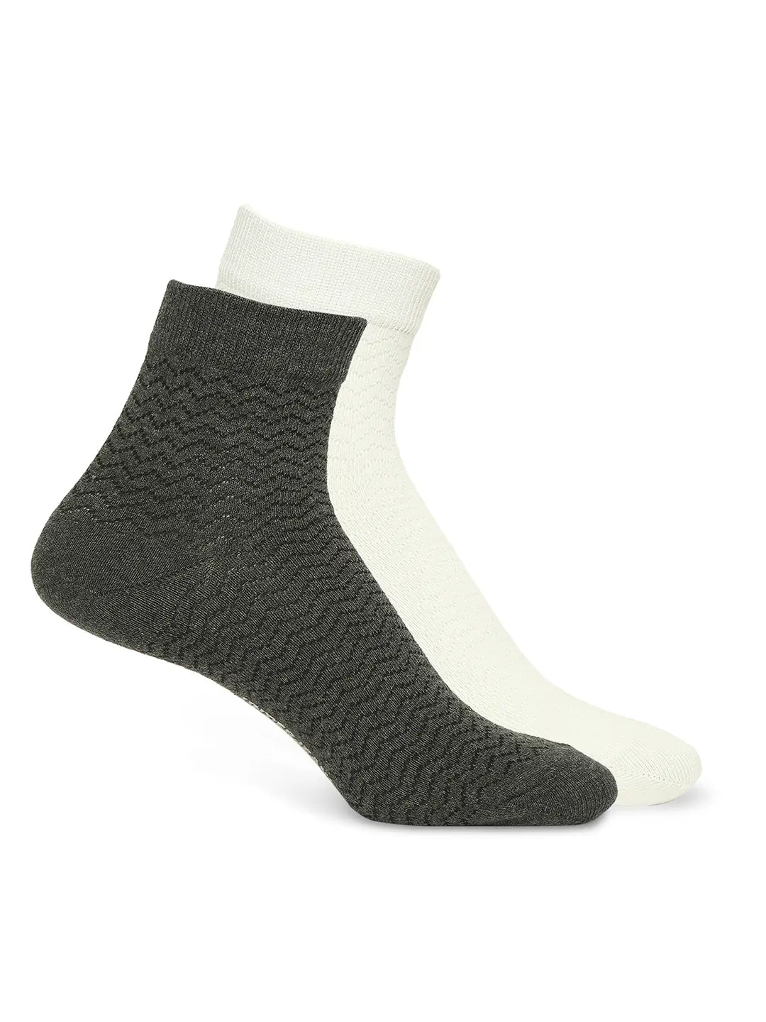 Men Premium White & Anthra Melange Ankle Length Socks - Pack Of 2- Underjeans by Spykar