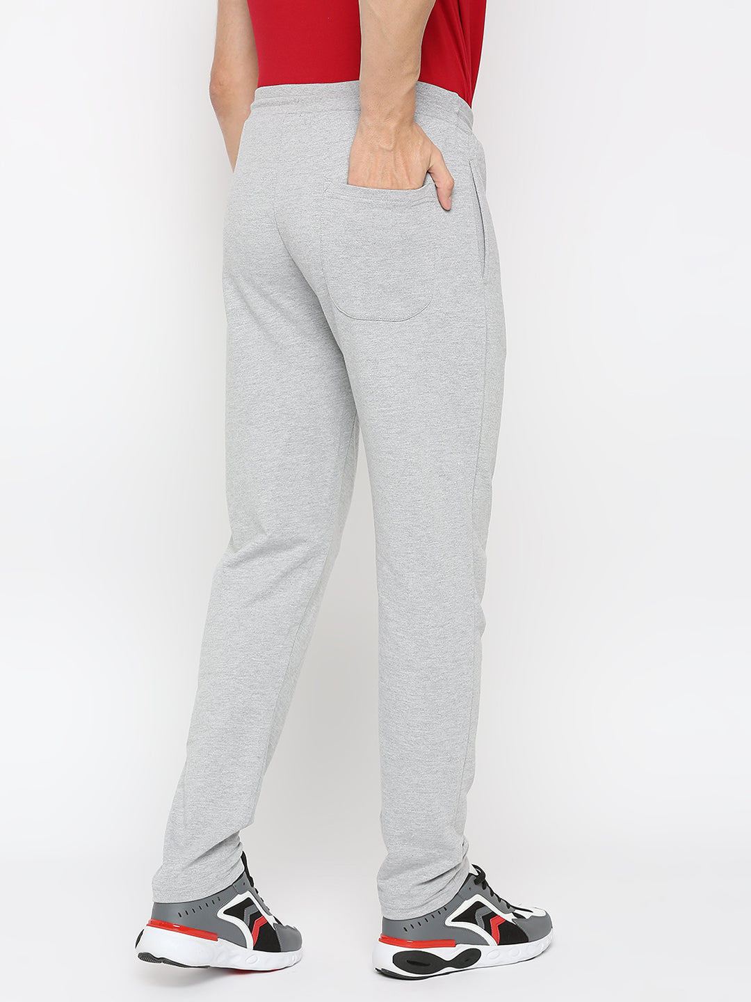 Men Premium Cotton Blend GreyMelange Trackpant- UnderJeans by Spykar