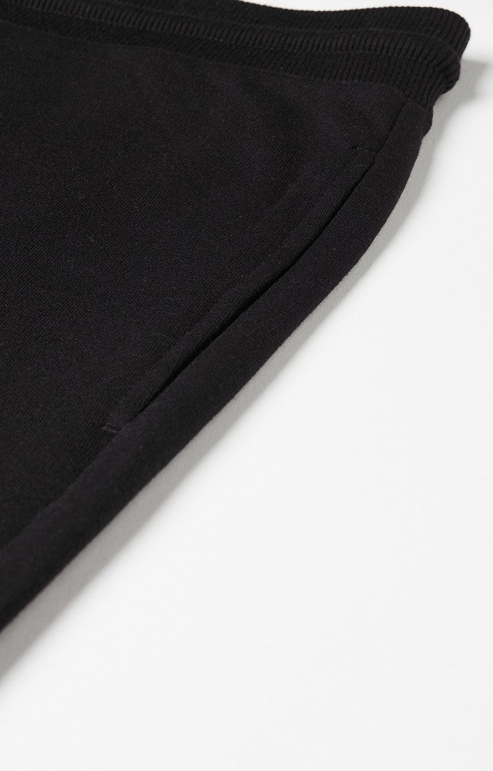 Black Cotton Blend Solid Trackpants- UnderJeans by Spykar
