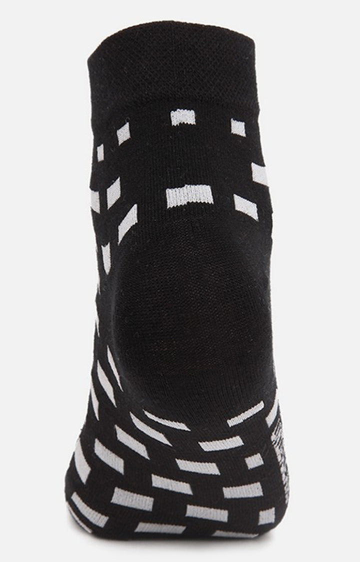 Men Premium Black White Ankle Length (Non Terry) Single Pair of Socks- UnderJeans by Spykar