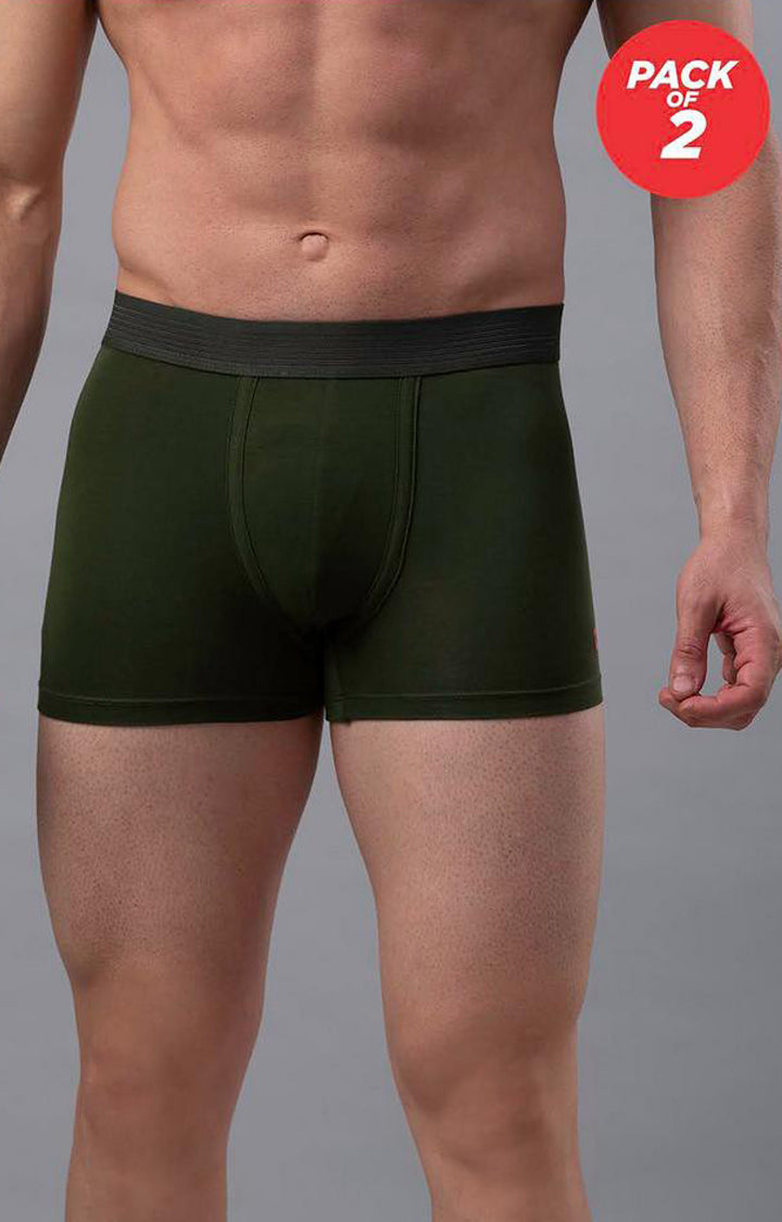 Olive Cotton Trunk for Men Premium - (Pack of 2)- UnderJeans by Spykar