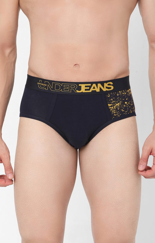 Underjeans by Spykar Men Premium Cotton Blend Navy Brief
