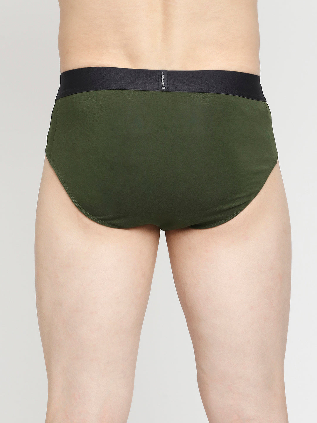 Men Premium Olive & Black Cotton Blend Brief - Pack Of 2- UnderJeans by Spykar