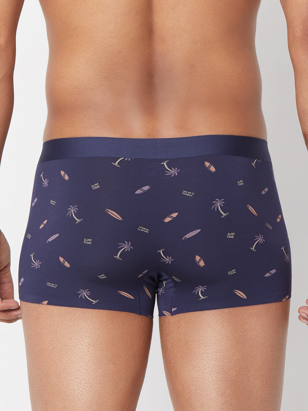 Men Navy Printed Super Premium Bonded Elastic Trunk - UnderJeans by Spykar