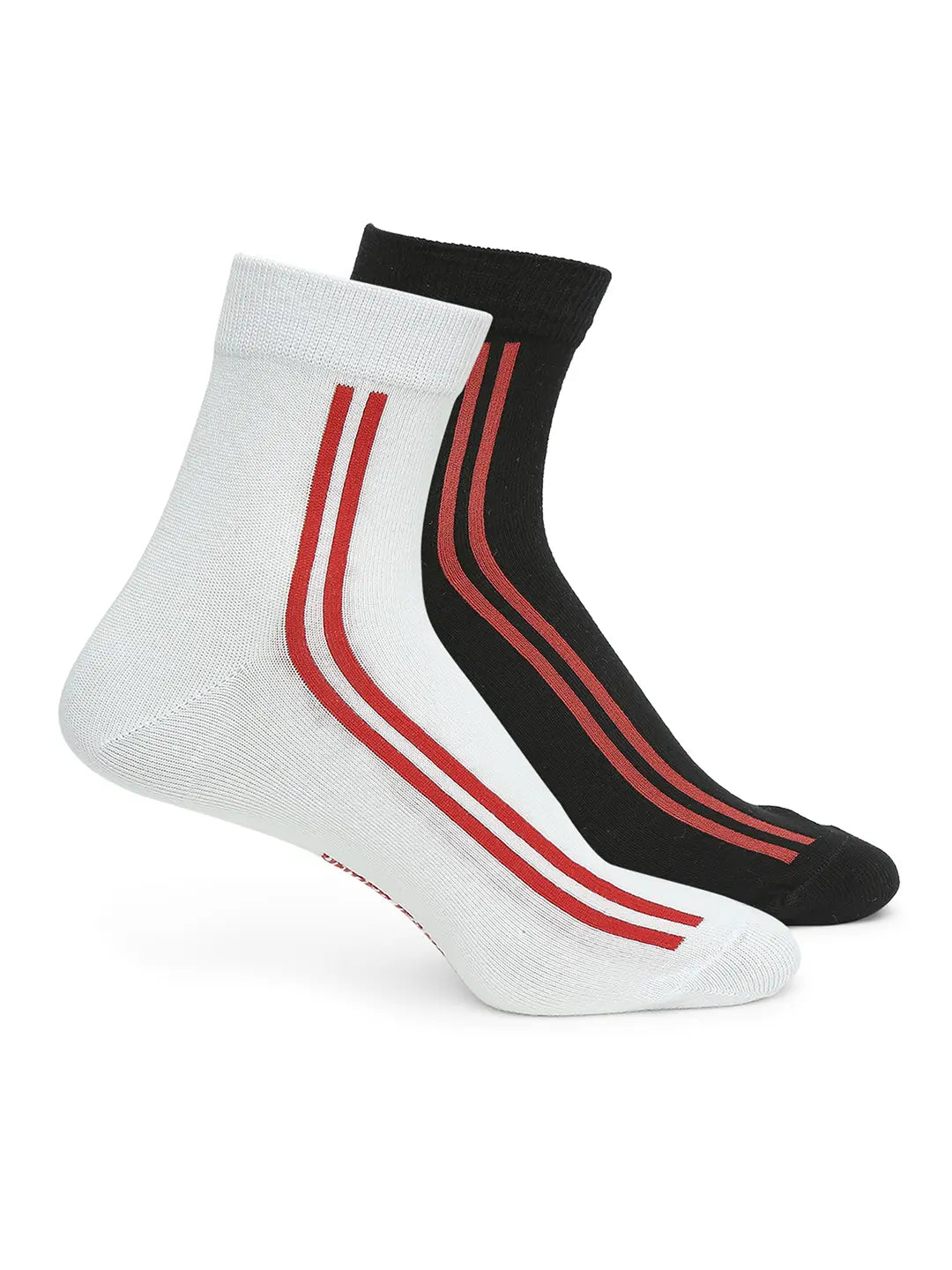 Men Premium White & Black Ankle Length Socks - Pack Of 2- Underjeans by Spykar