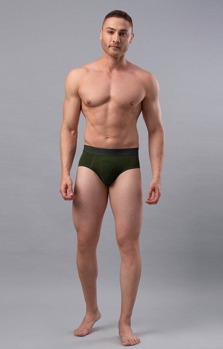 Underjeans by Spykar Men Premium Olive Cotton Blend Brief