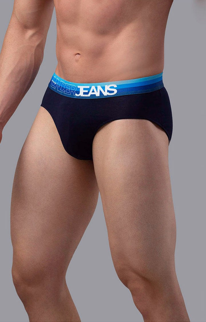 Navy Cotton Brief for Men Premium- UnderJeans by Spykar