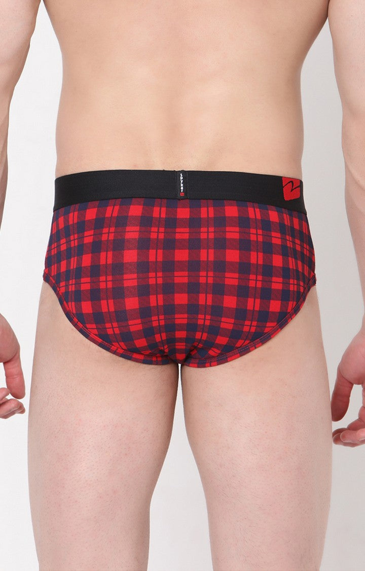 Blue-Check Cotton Brief for Men Premium- UnderJeans by Spykar