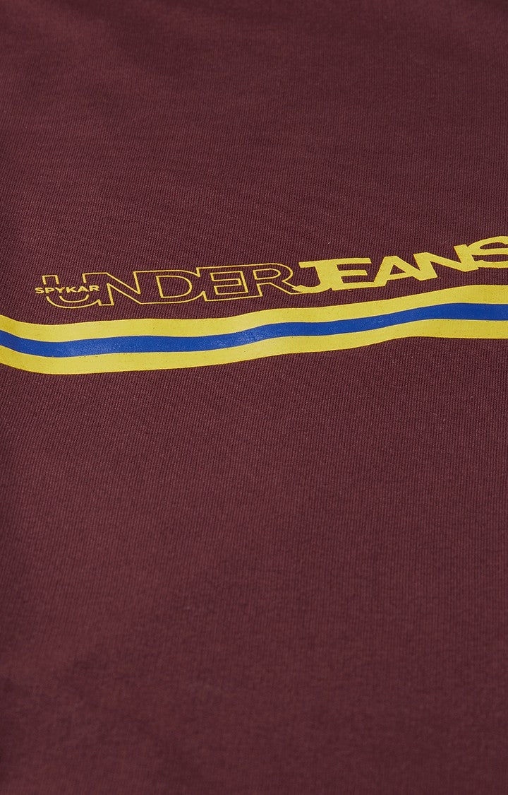 Maroon Cotton Blend Solid Trackpants- UnderJeans by Spykar