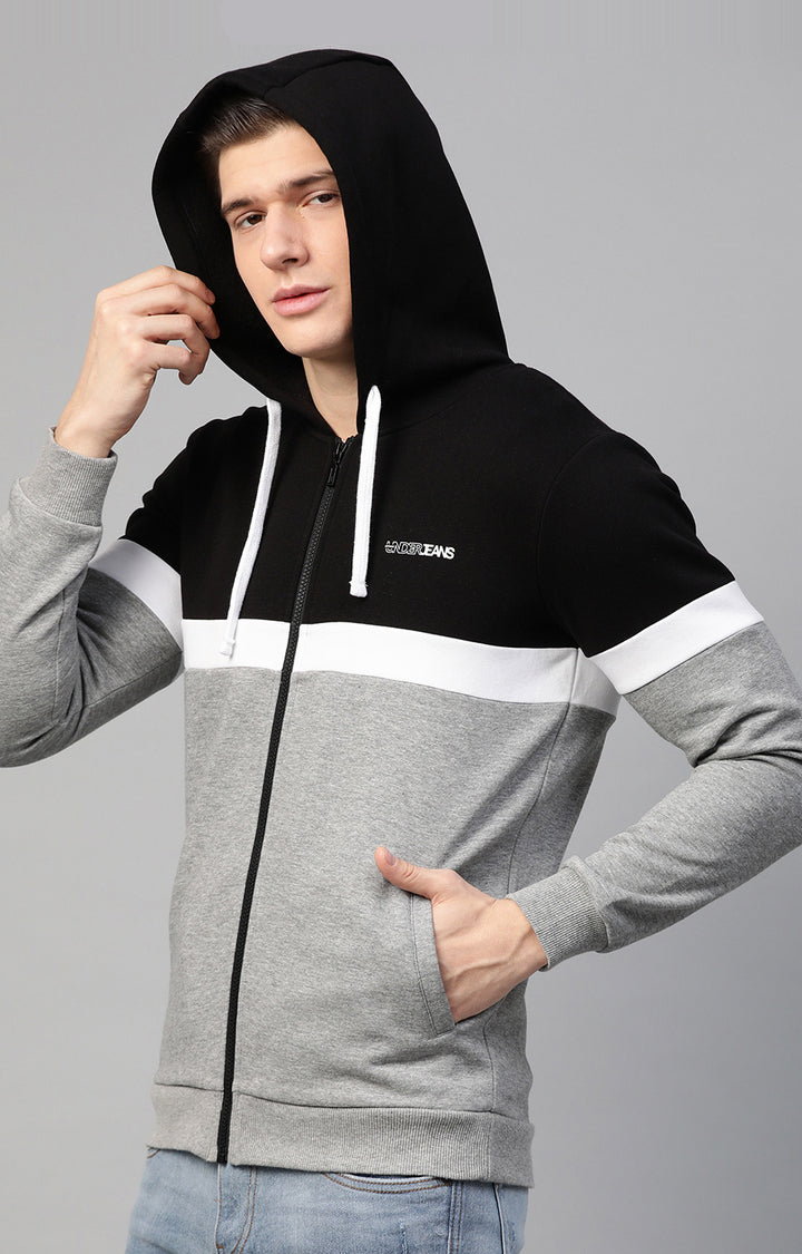 Black Cotton Solid Hooded Sweatshirts- UnderJeans by Spykar