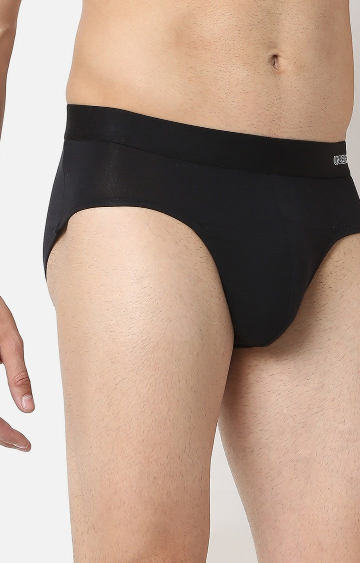 Men Premiums Black Micromodal Brief - UnderJeans by Spykar