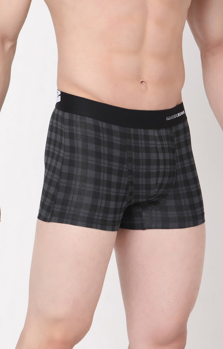 Mens Plaid Front Pouch Boxer Shorts