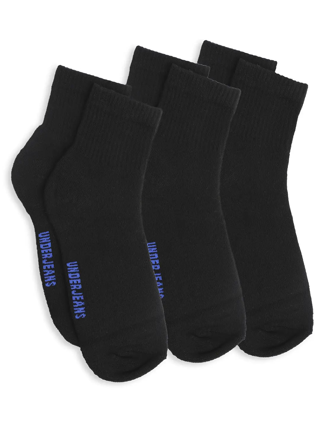 Men Premium Black Cotton Socks - Pack Of 3- UnderJeans by Spykar