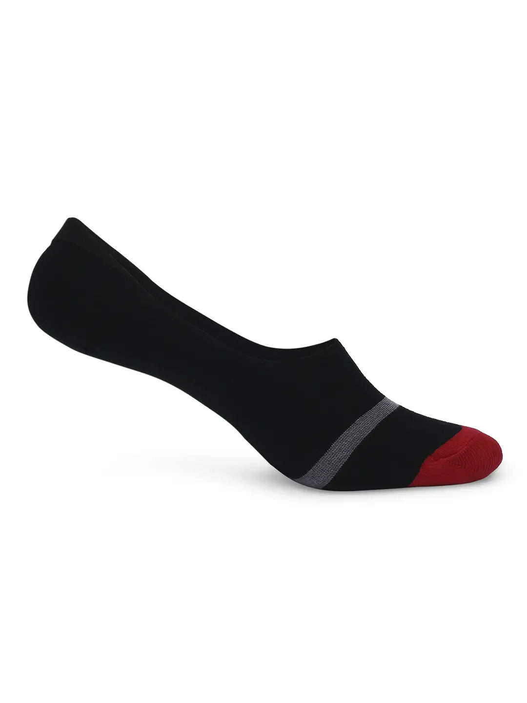 Men Black & White Cotton Blend No Show Socks - Pack Of 2 - Underjeans by Spykar