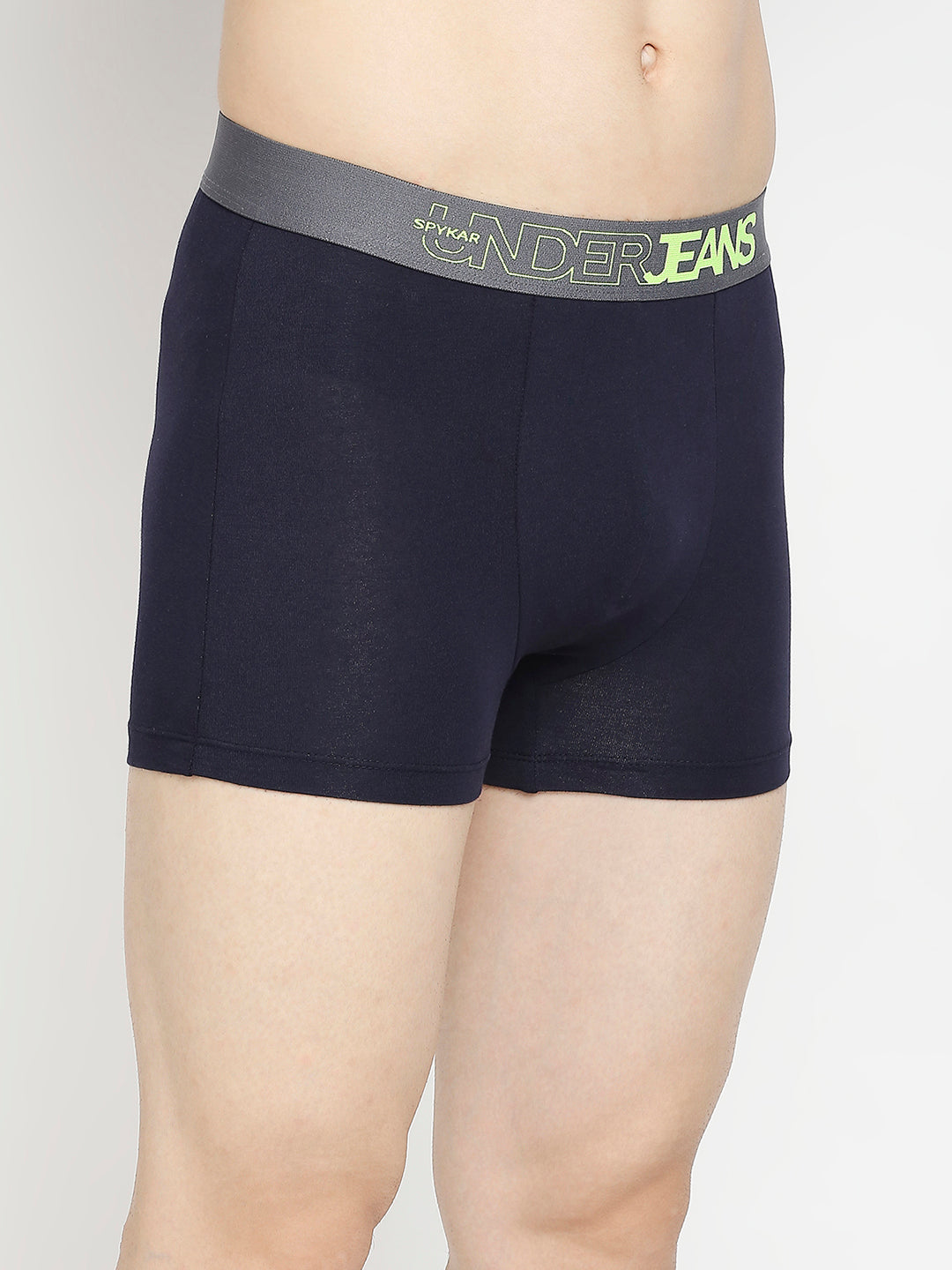 Men Premium Yellow & Navy Blue Cotton Blend Trunk - Pack Of 2- UnderJeans by Spykar