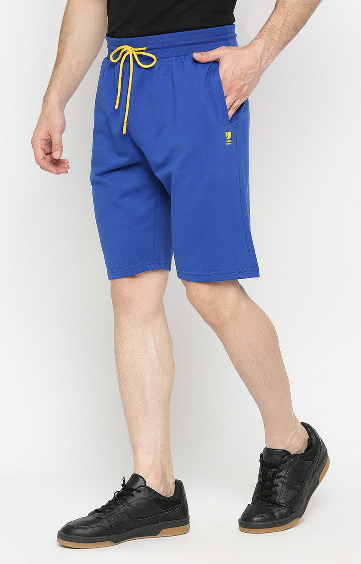 Men Premium Royal blue Cotton Blend Shorts - UnderJeans by Spykar