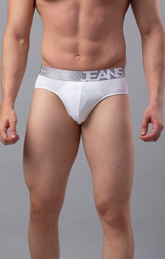 Underjeans by Spykar Men Premium Cotton Blend White Brief
