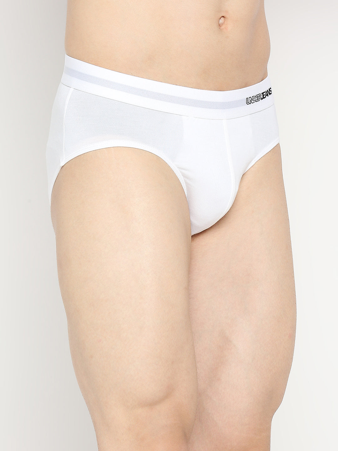 Men Premium Micromodal White Brief - UnderJeans by Spykar