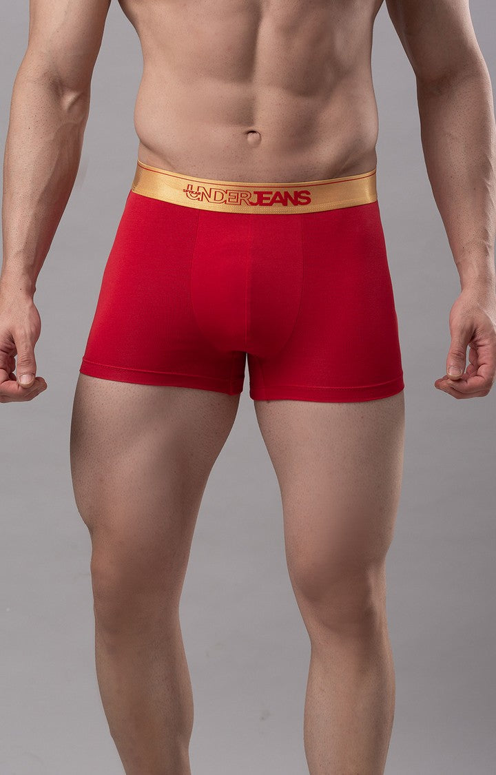 Underjeans by Spykar Men Premium Red Cotton Blend Trunk