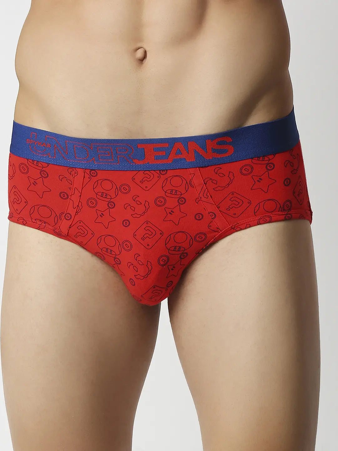 Men Premium Assorted Cotton Blend Printed Brief - Pack Of 3- Underjeans by Spykar