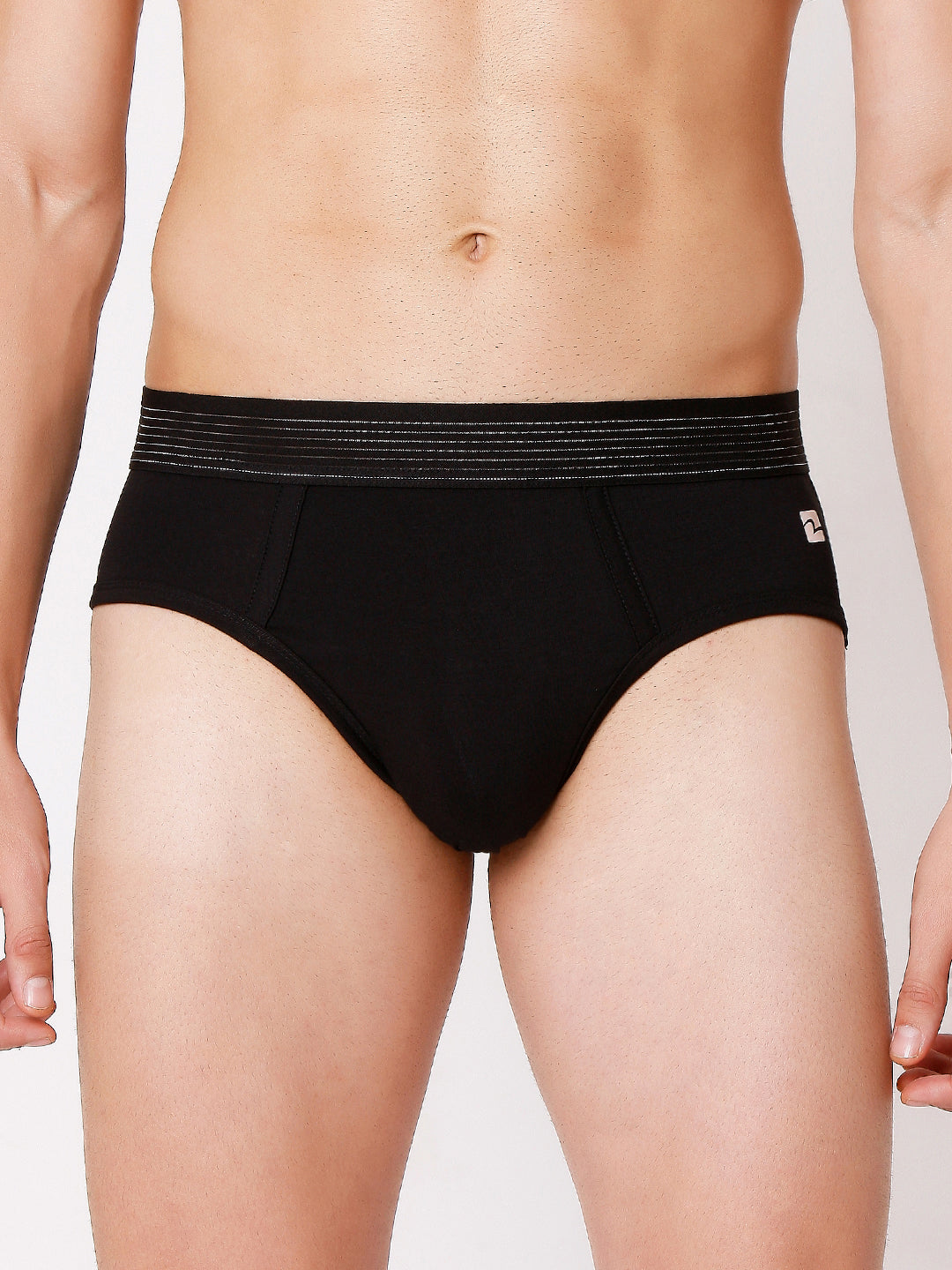 Men Premium Black & Olive Cotton Blend Brief (Pack of 2)- UnderJeans by Spykar