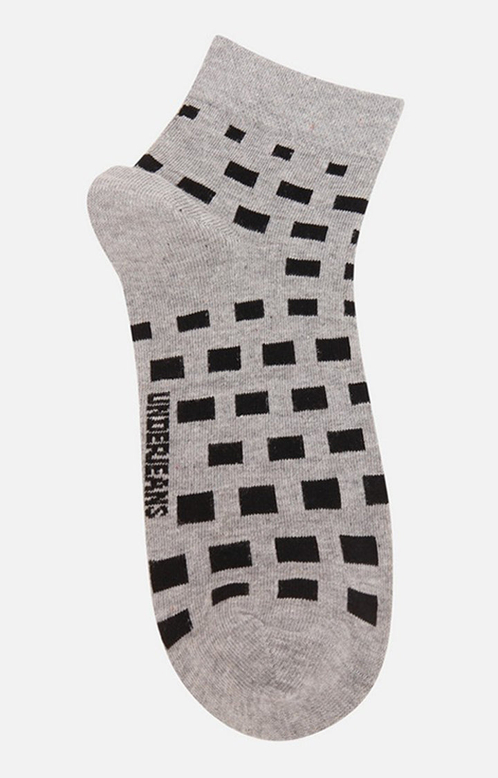 Men Premium Grey Black Ankle Length (Non Terry) Single Pair of Socks- UnderJeans by Spykar