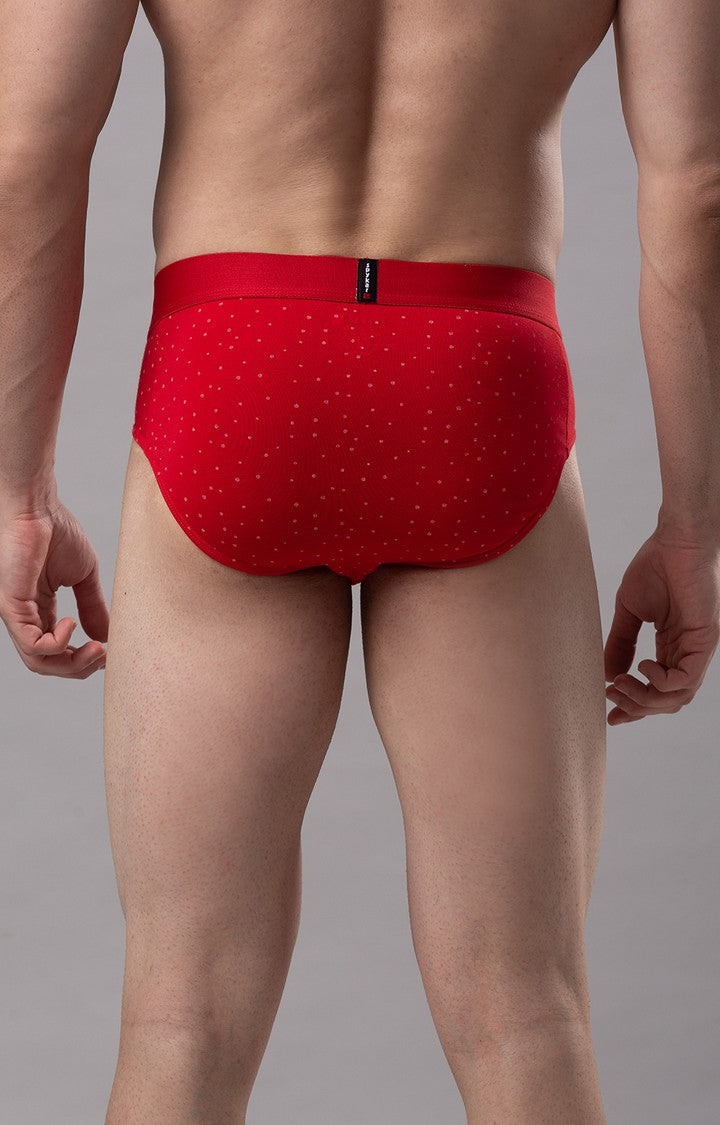 Men Premium Cotton Blend Red Brief - (Pack of 2)- UnderJeans by Spykar