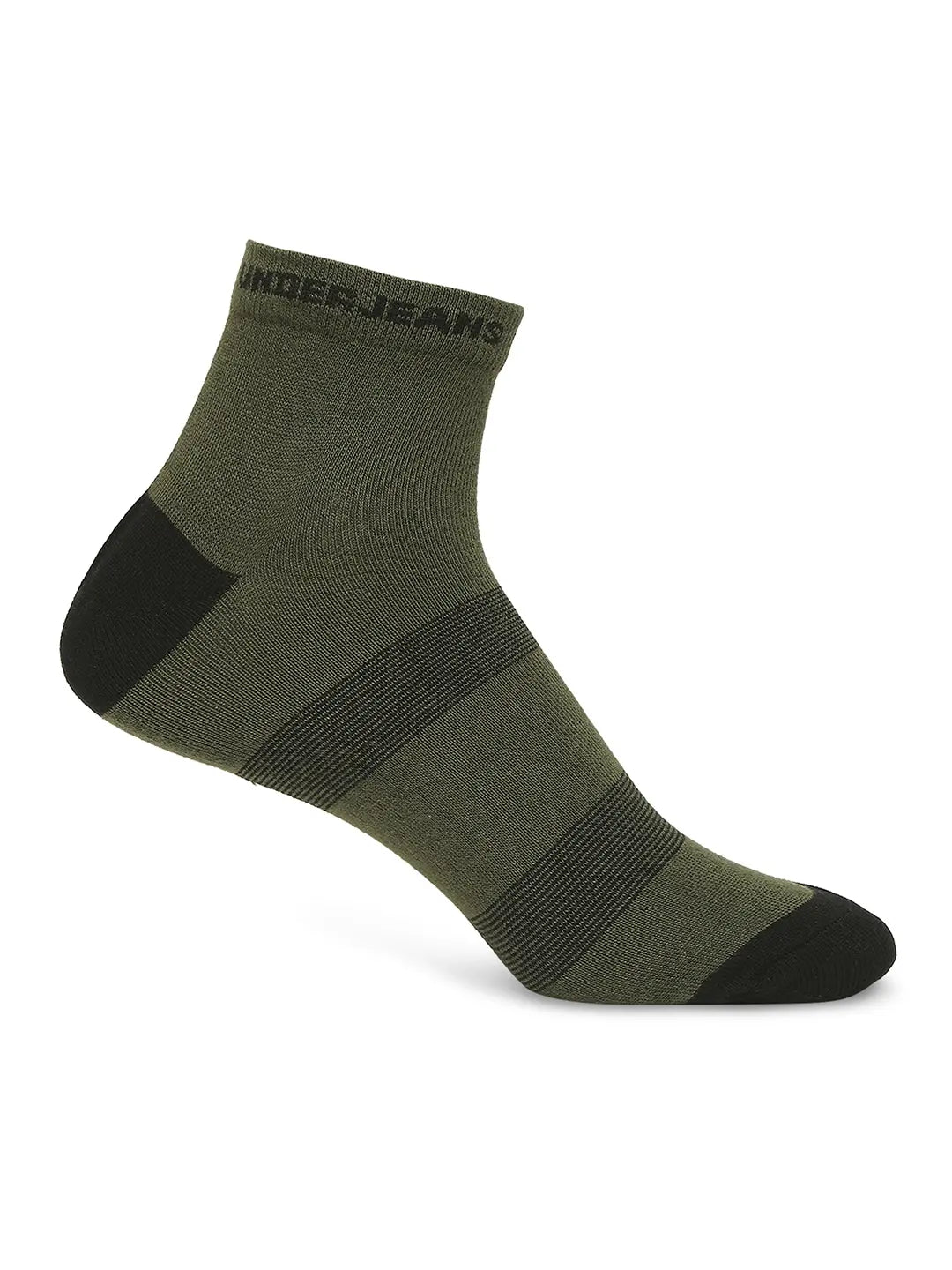 Men Premium White & Olive Ankle Length Socks - Pack Of 2- Underjeans by Spykar