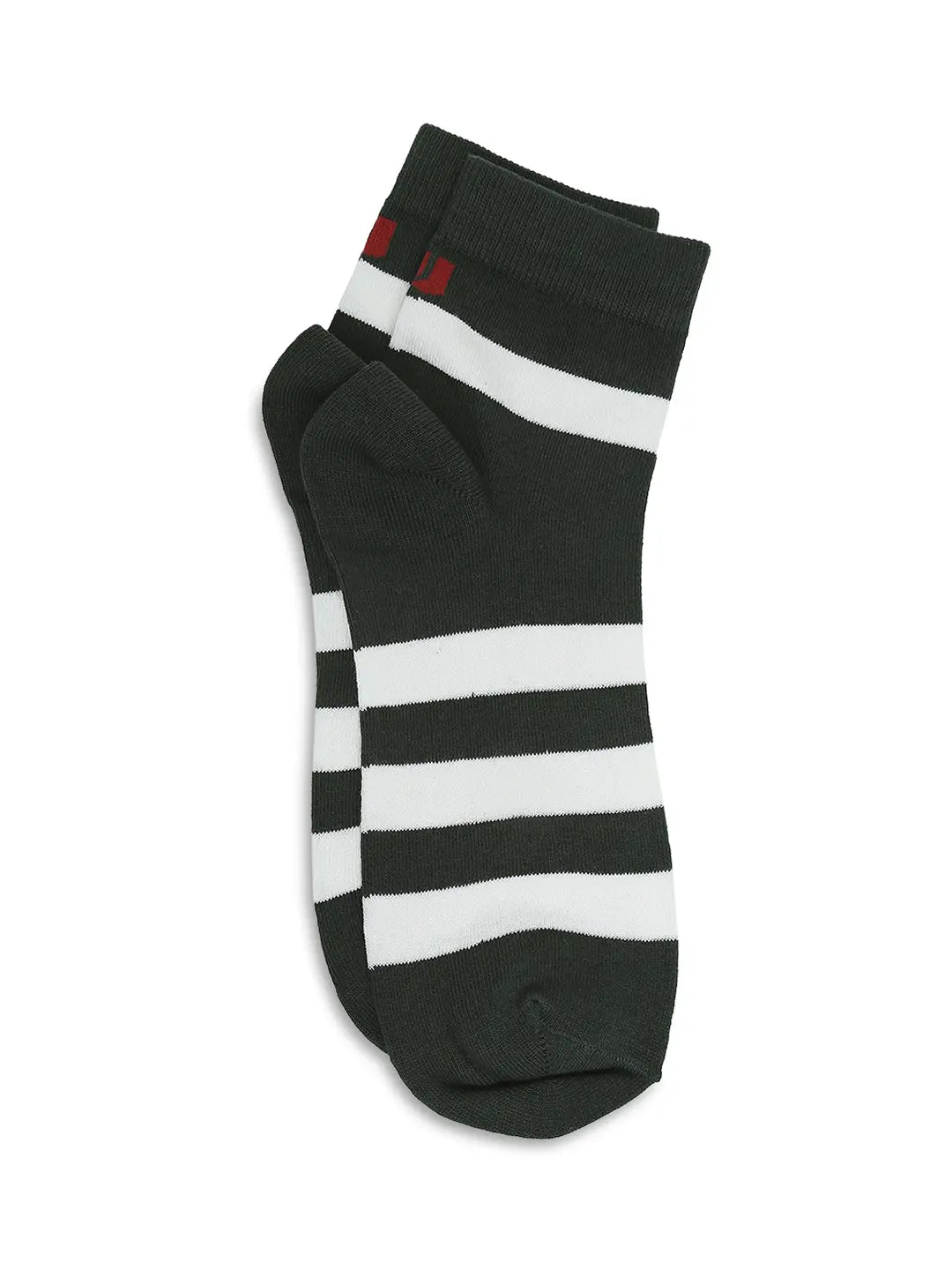 Men Premium Bottle Green & Maroon Ankle Length Socks - Pack Of 2- Underjeans by Spykar