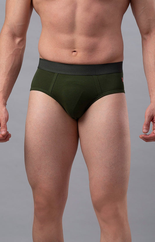 Underjeans by Spykar Men Premium Olive Cotton Blend Brief