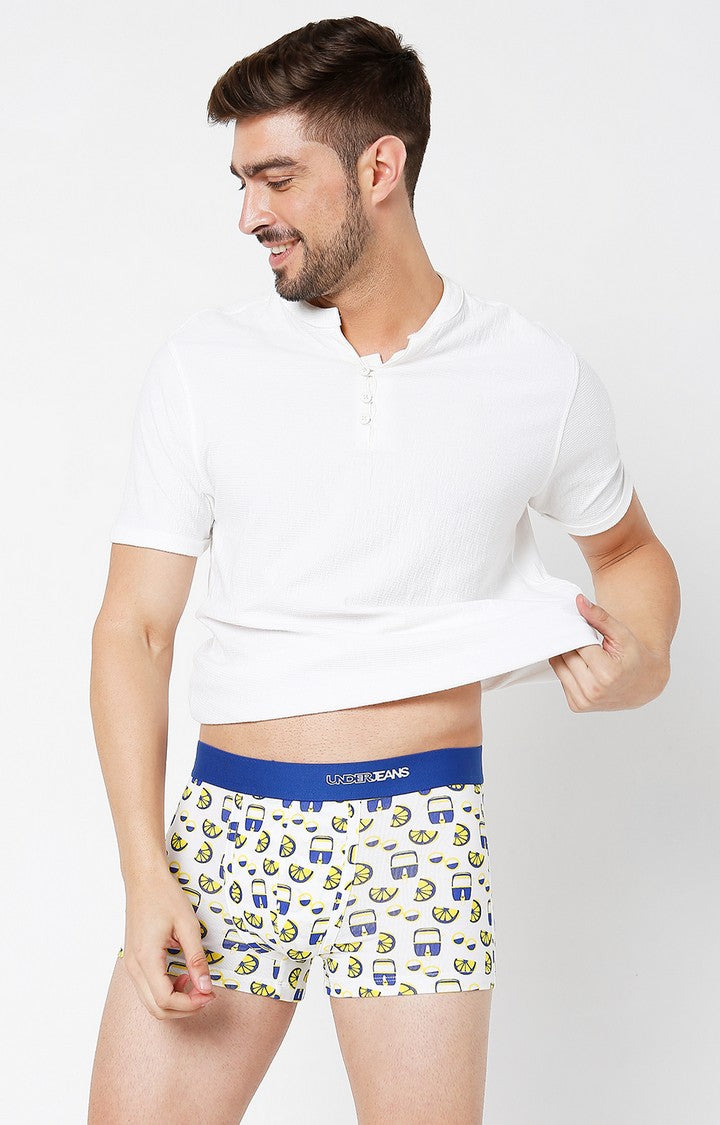 Underjeans by Spykar Men Premium Blue Cotton Blend Printed Trunk