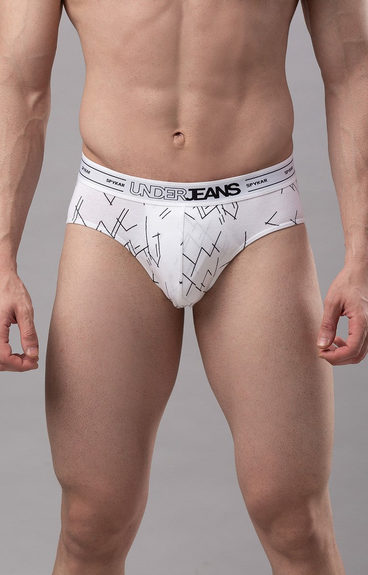 Underjeans by Spykar Men Premium Cotton Blend White Brief - (Pack of 2)