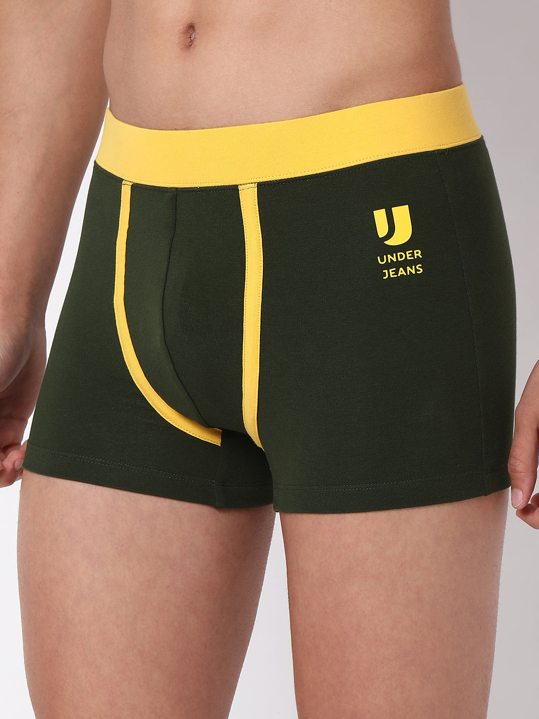 Men Premium Cotton Blend Olive Trunk- UnderJeans by Spykar